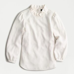 J.Crew ruffleneck top in 365 crepe - white